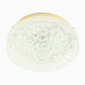 Large Mid-Century Modern Murano Ice Glass Flush Mount from Doria, Germany, 1960s
