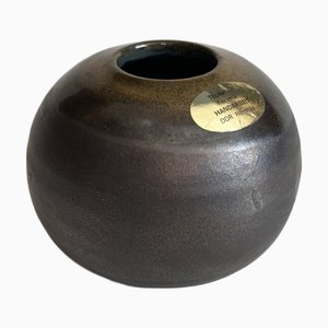 Kugelförmige glasierte Studio Keramik Kunstvase von Töpferhof Römhild, 1960er