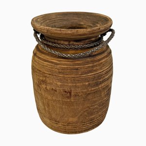 Indischer Vintage Wassertopf aus Holz, 1950er