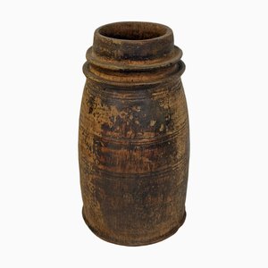 Vintage India Wood Water Pot, 1950s