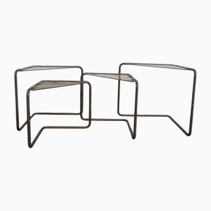 Modulare Couchtische aus Metall & Glas, 1960er, 4er Set