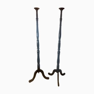 Hohe ebonisierte Tri Leg Fackeln, 1990, 2er Set