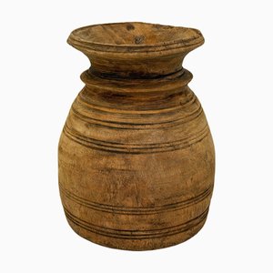 Vintage Indian Wood Water Pot, 1950s
