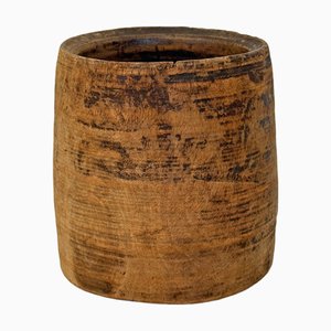 Vintage Indian Wood Water Pot, 1950s