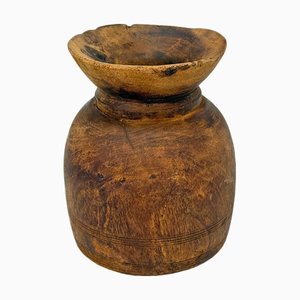 Vintage Indian Wood Water Pot, 1950s