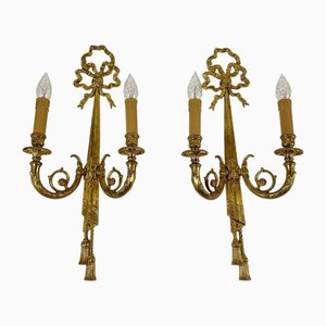 Vintage Louis XVI Belgian Bronze Wall Sconces from Massive Lighting, Set of 2