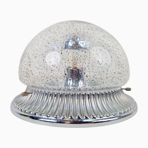 Lampada da soffitto vintage in vetro cromato di Hillebrand Lighting, anni '60