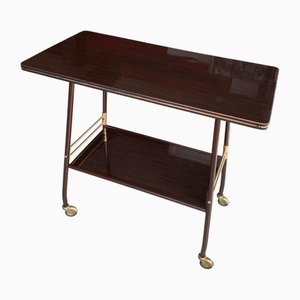 TV Stand on Casters with Brown Formica Shelves, 1960s