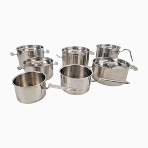 Vintage Stainless Steel Pans by Dick Simonis for Gero Zilmeta, 1960s, Set of 7