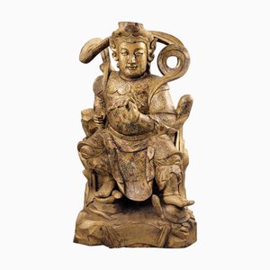 Chinese Artist, Large Temple Guardian Zhenwu, 1800s, Painted & Gilded Wood