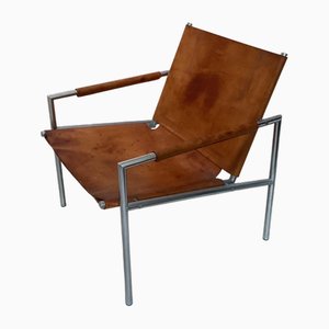 SZ01 Easy Chair in Brown Leather by Martin Visser for T Spectrum, 1960s
