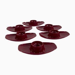 Space Age Burgundy Egg Cups from Luran, Germany, 1970s, Set of 6