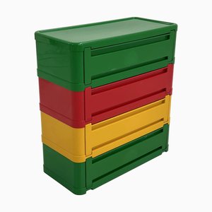 Cassettiera nr. 4964 multicolore di Olaf Von Bohr per Kartell, anni '70