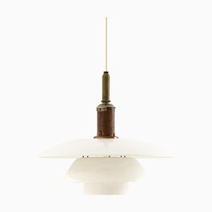 Lámpara colgante modelo PH-4/4 de vidrio opalino y metal de Poul Henningsen, años 30