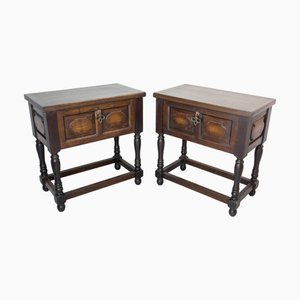 Large Nightstand Tables in Chestnut, 1970, Set of 2