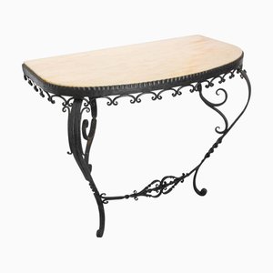 Französischer Konsolentisch aus Schmiedeeisen mit Marmorplatte, 1960