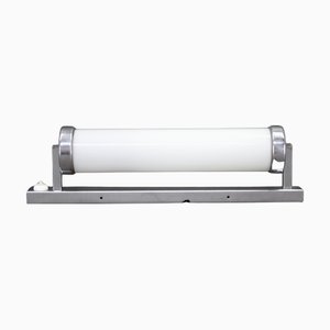 Vintage Bauhaus Tubular Wall Light in Chrome and Creamy Glass, 1930s