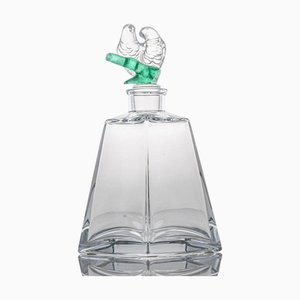 Crystal Glass Inseparables Carafe with Lovebirds from Sèvres, France, 1970s
