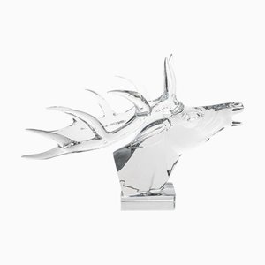 Crystal Stag Head from Baccarat, France, 1990s
