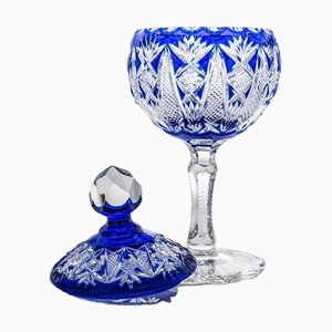 Cobalt Blue Crystal Jar, France, 1940s