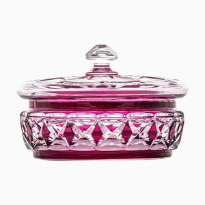 Deep Pink Crystal Candy Jar from Baccarat, France, 1940s