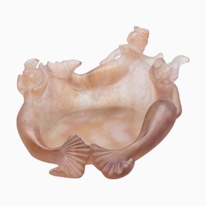 Piatto decorativo in vetro con sirene Dusty Rose di Daum, Francia, anni '70