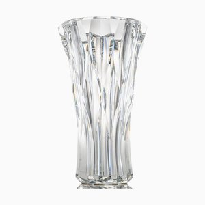 Strukturierte Konische Vase aus klarem Kristallglas von Baccarat, Frankreich, 1890er