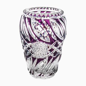 Structured Amethyst and Clear Crystal Vase from Baccarat, France, 1960s