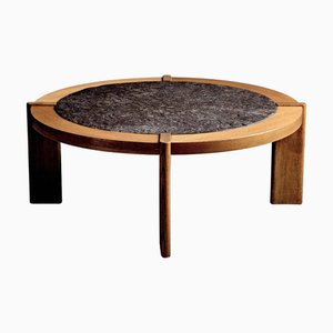 Brutalistischer Couchtisch mit Schieferplatte, 1960er