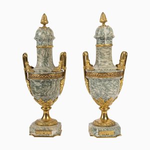 Cassettiere Napoleone III in marmo e bronzo dorato, set di 2