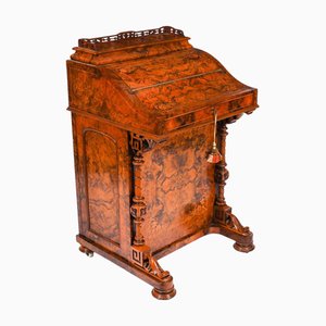 Antiker viktorianischer Schreibtisch aus Wurzelholz mit Intarsien, 1860