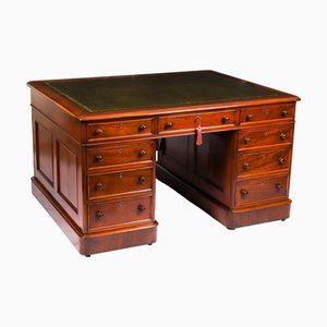 Antique Victorian Flame Mahogany Desk, 1800s