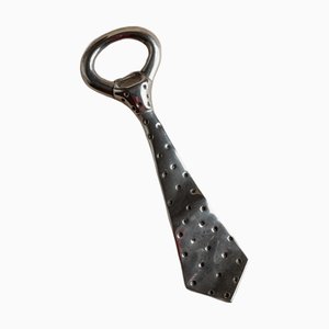 Mid-Century Style Silver-Plated Tie Bottle Opener with Polka Dots, 1980s