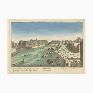 Daumont, Marie et Pont Rouge à Paris, Vue d'Optique, 1770, Estampe
