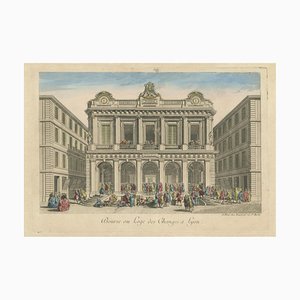 Daumont, The Exchange Hall in Lyon, 1700, Incisione colorata a mano