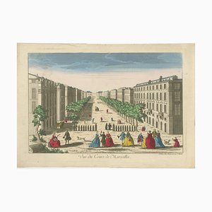 Daumont, Vue du Cours à Marseille, Gravure Colorie à la Main, 1770