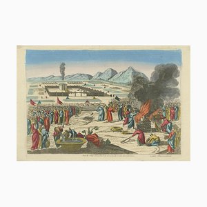 Camp d'Israël et le sacrifice de la génisse rousse Vue d'optique, 1770, impression