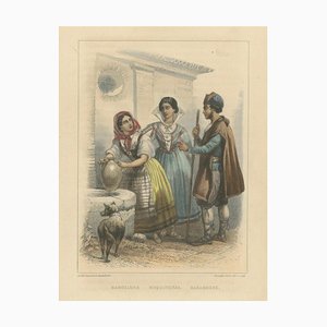 Ronarque Frères, Barcellona, ​​​​Mequinenza e Saragozza, Litografia colorata a mano, 1850