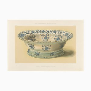 Julius Lessing, Ciotola Faience con ornamenti floreali blu, 1890, Carta