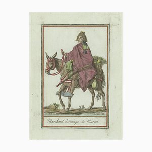 After G.de Saint-Sauveur, Orange Seller from Murcia, Hand-Colored Engraving, 1797