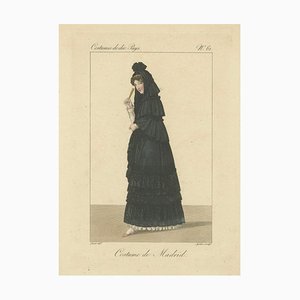 After Fanti, Woman in Traditional Madrid Dress, Hand-Colored Engraving, 1820