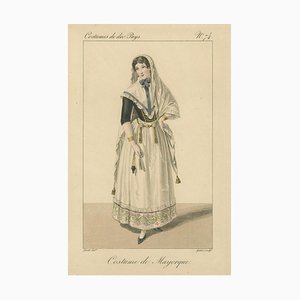 After Gaté, traditionelle mallorquinische Frau, 1820, handkolorierte Gravur