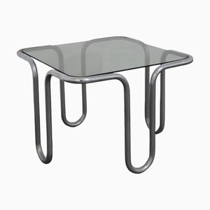 Coffee Table in Chromed Tubular Steel and Smoked Glass by Ezio Didone, 1970s