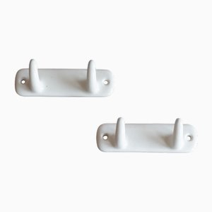 Vintage Porcelain Hooks, 1960s, Set of 2