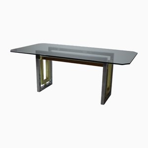 Vintage Italian Dining Table in Chrome and Brass by Zevi, 1970s