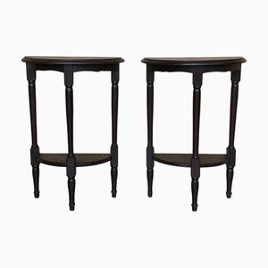 Mesitas de noche vintage de madera oscura, 1920. Juego de 2