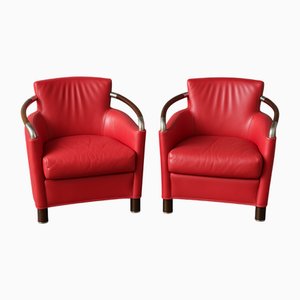 Chaises Progetti Vintage en Cuir Rouge par Massimo Scolari pour Giorgetti, Italie, 1990s, Set de 2