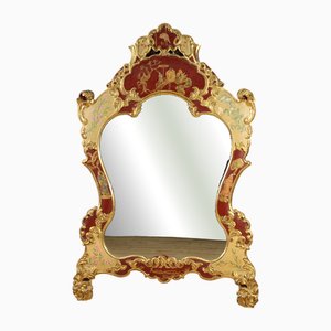 Espejo Chinoiserie veneciano lacado, pintado y dorado, años 50