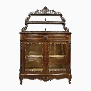 Boulle-Style Curved Display Cabinet in Mahogany, 1850