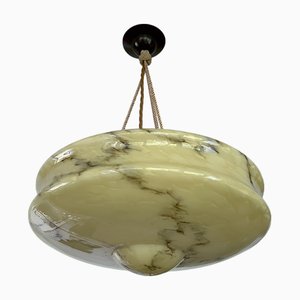 Art Deco Hängelampe aus Bernsteinfarbenem Marmorglas, 1930er